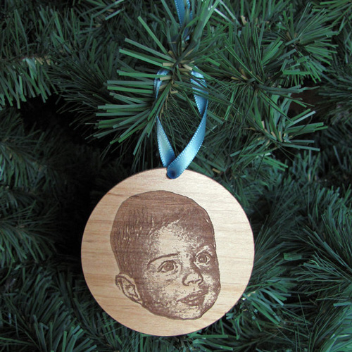 Son's first Christmas laser engraving photo